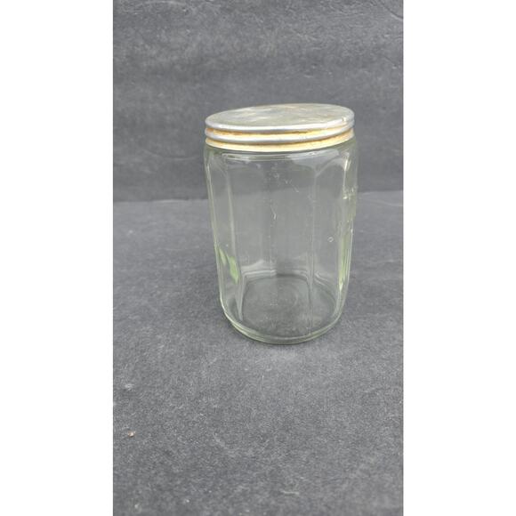 Embossed TEA Glass Canister Jar Clear Kitchen Storage with Metal Lid Paneled - Picture 3 of 8